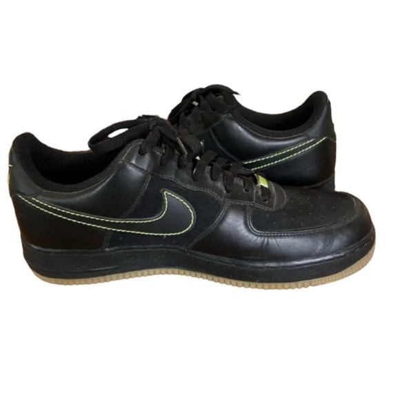 Nike Air Force One 07 Black/Volt Sz 7Y Women 6 Low Suede Basketball Shoes - Picture 2 of 10